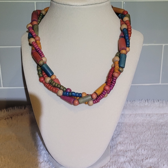 Jewelry - Multicolor Beaded Wood Necklace
